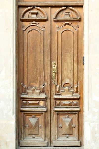 Old Antique Doors Carved Ornaments Wood Carving — Stock Photo, Image