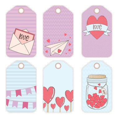Vektör tasarım öğeleri için bir hediye Sevgililer günü. Hediye etiketi.