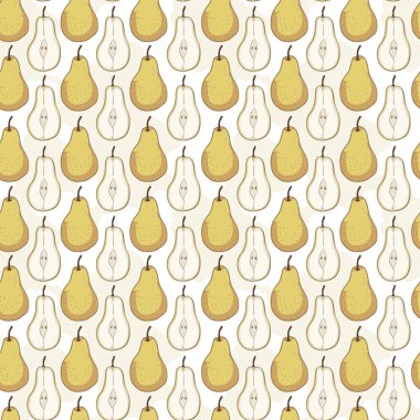 Vektör Dikişsiz desen armut, şirin ile boyalı bir stil meyve, soyut el çizimi, duvar kağıtları, web sayfası, yüzey dokuları, tekstil baskı.