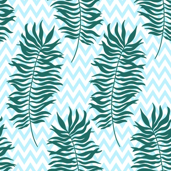 Бесшовный рисунок с тропическими пальмовыми листьями. Векторная иллюстрация . — стоковый вектор