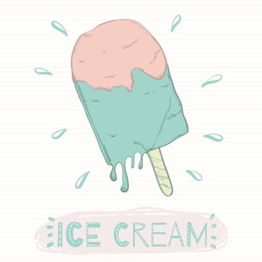 Dondurma lolly vektör, şirin illüstrasyon