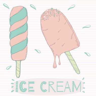 Dondurma lolly vektör, şirin illüstrasyon