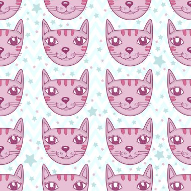 Dikişsiz desen vektör, kedi desen, çocuklar yazdırma, bebek duş.