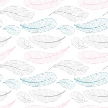 Desen farklı tüyleri beyaz bir arka plan üzerinde boyanır. Hassas renklerde boyanmış.