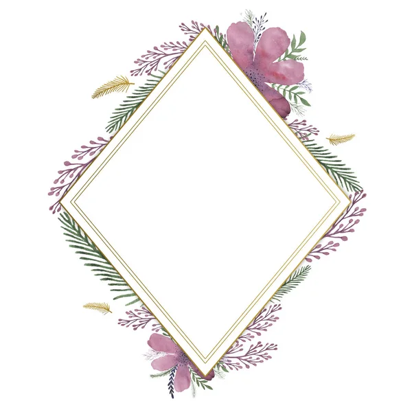 Watercolor frame pink flower. Suitable for wedding invitations, postcards and posters. — Stock Photo, Image