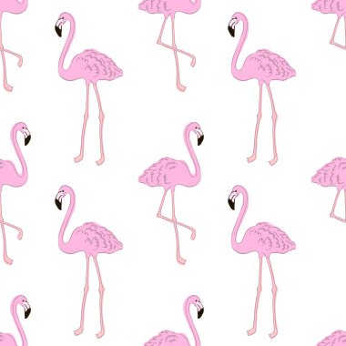 Dikişsiz flamingo tropic desen vektör çizim.