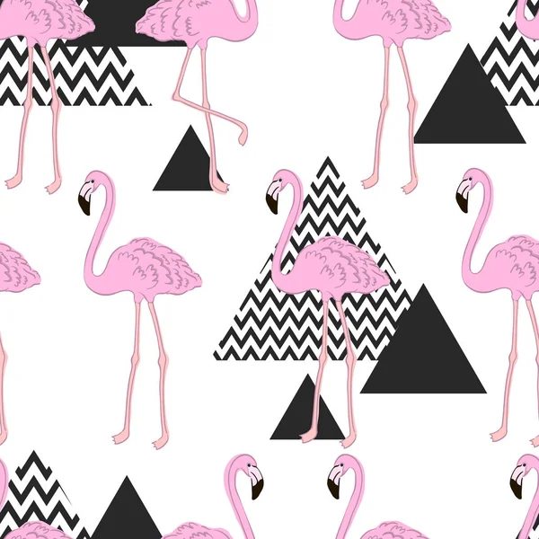 Ilustracja wektorowa flamingo wzór zwrotnik. — Wektor stockowy