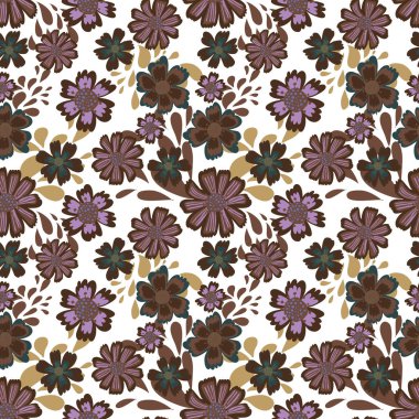 Çiçek şirin desende. Beyaz arka plan. Kafe çiçek arka plan. Şık moda için şablon yazdırır.
