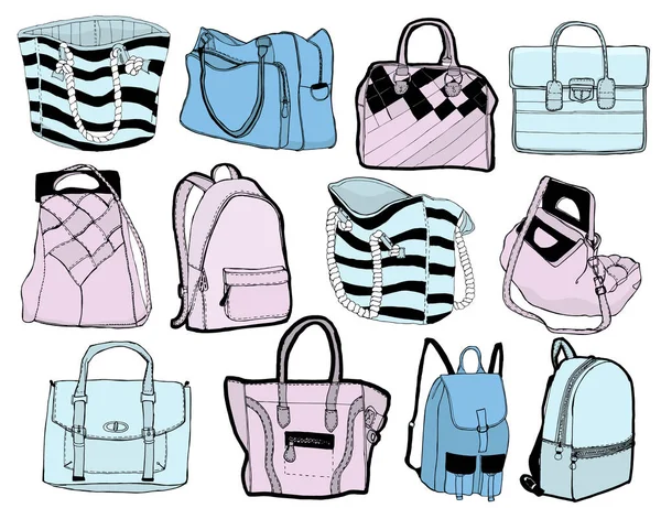 Accessoires de mode patchs ensemble. Kit sac design de divers autocollants ou badges d'accessoires . — Image vectorielle