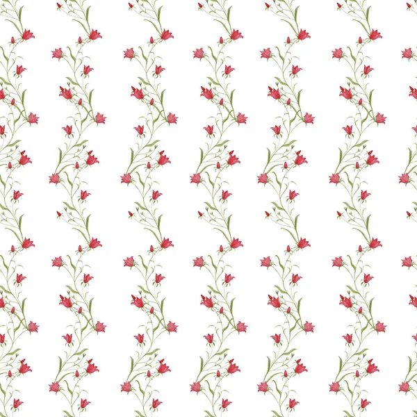 Patrón Sin Costuras Con Flores Hojas Rosadas Sobre Fondo Blanco — Foto de Stock