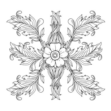 Retro vektör süs öğesi çerçeve, el şekil çizin. Vintage tarihi.