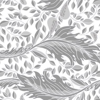 Sorunsuz çiçek yeşil desenli. Vektör çizim. Beyaz arka plan