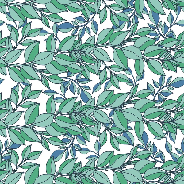 Бесцветный Цветочный Зеленый Узор Векторная Иллюстрация Белый Фон — стоковый вектор