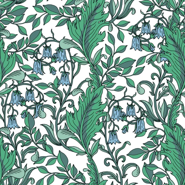 无缝的花卉绿色图案 向量例证 白色背景 — 图库矢量图片