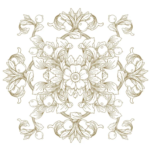 Gold Vintage Baroque Ornament Retro Antique Style Acanthus Decorative Design — Stock Vector