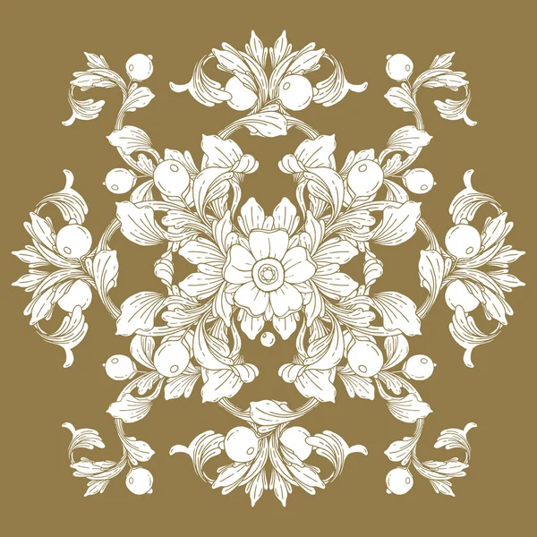 金复古巴洛克式装饰复古古色古香的风格的针叶花 装饰设计元素丝状向量 手绘例证 — 图库矢量图片