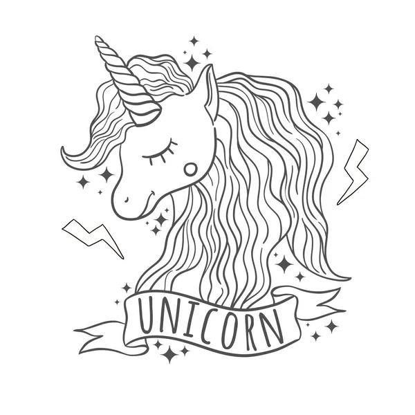 Vektor Unicorn Imut Untuk Sidik Jari Latar Belakang Putih Ilustrasi - Stok Vektor