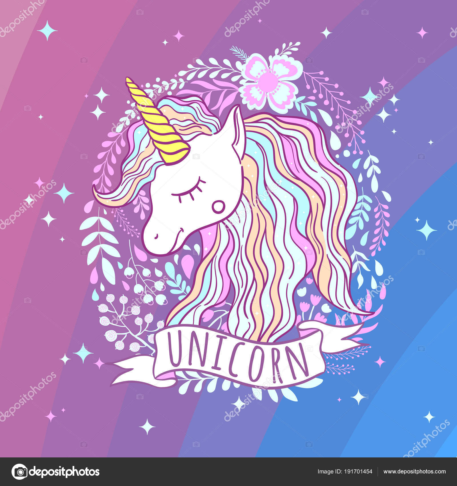 Vector Unicorn Print Poster Clothes Children's Room More Stock Vector ©arina.ulyasheva 191701454