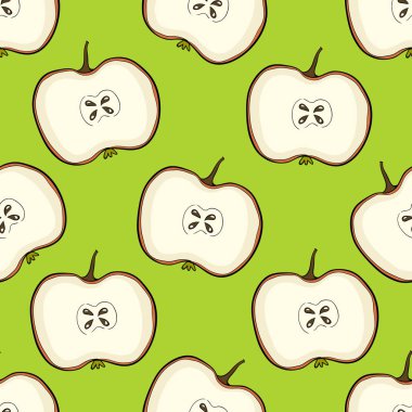 Meyve elma ile sorunsuz vektör desen. Mutfak, Baskı Tekstil, almak için dava telefon. Kumaş ve dekor tasarım karıştırın. El çizmek illüstrasyon.