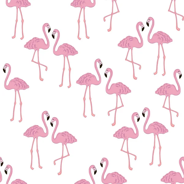 Wektor Tropikalny Egzotyczny Wzór Flamingo Rysować Ręka — Wektor stockowy
