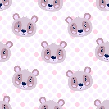 Hayvanlar panda yüzü ile sorunsuz vektör bebek modeli. İllüstrasyon