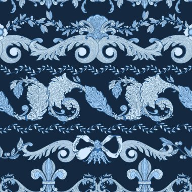 Kusursuz desenli barok mavi renk. Vintage çiçekli Victoria dönemi ya da...