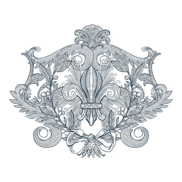 Élément décoratif design baroque bleu color.Vintage floral vict — Image vectorielle