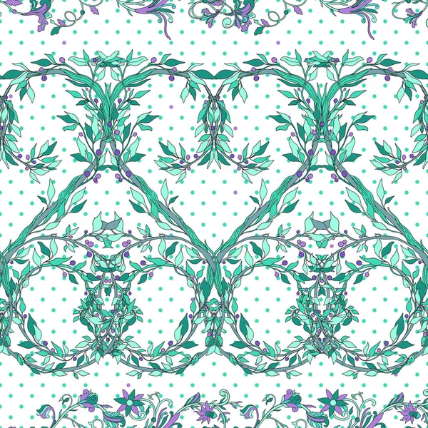 Motif sans couture nature vintage style.Floral colibri classique ornement.Design pour la décoration à la maison, tissu, tapis, emballage . — Image vectorielle