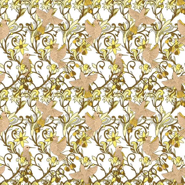 Motif sans couture nature vintage style.Floral classique ornement.De — Image vectorielle