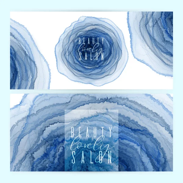 Abstract set card blue design liquid.Alcohol ink art. — ストック写真