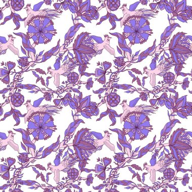 Soyut doğa çiçeğinin kusursuz deseni. Etnik süs, çiçek.