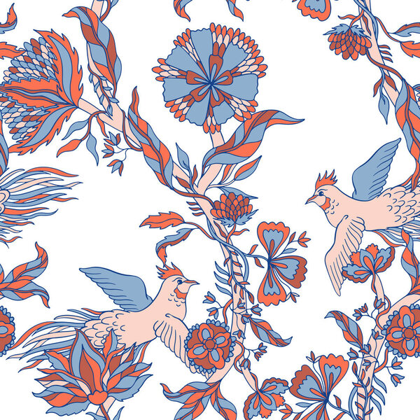 Абстрактный цветок природы бесшовный узор. Этнические украшения, цветочные украшения
