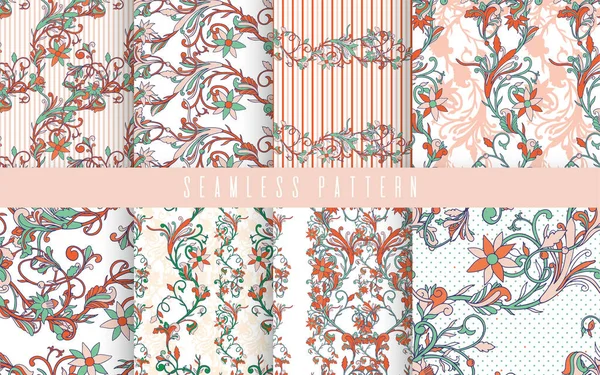 Abstract nature small seamless pattern set. Ethnic ornament, flo — ストックベクタ
