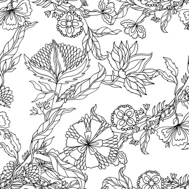 Soyut doğa çiçeğinin kusursuz deseni. Etnik süs, çiçek.