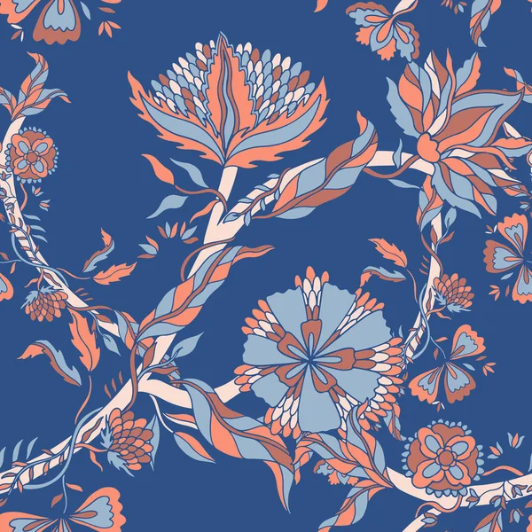 Abstract nature flower seamless pattern. Ethnic ornament, floral — 图库矢量图片