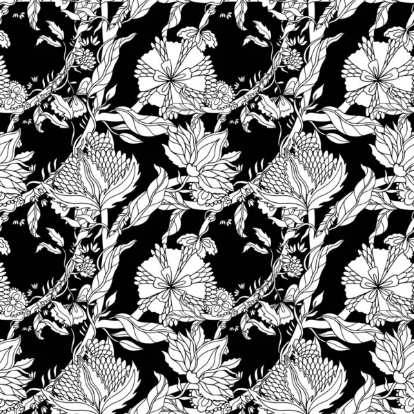 Nature abstraite fleur motif sans couture. Ornement ethnique, floral — Image vectorielle