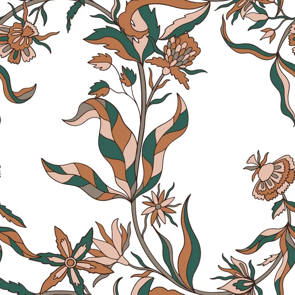 Abstract nature flower seamless pattern. Ethnic ornament, floral — 图库矢量图片