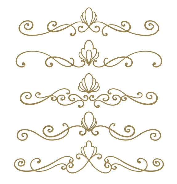 Set divider gold ornament.Decoration element design. — Stock Vector
