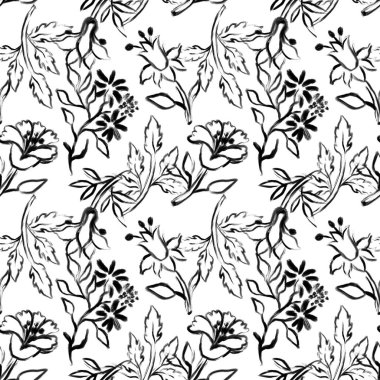 Kusursuz mavi çiçek deseni. El çizimi. Doğa deseni..