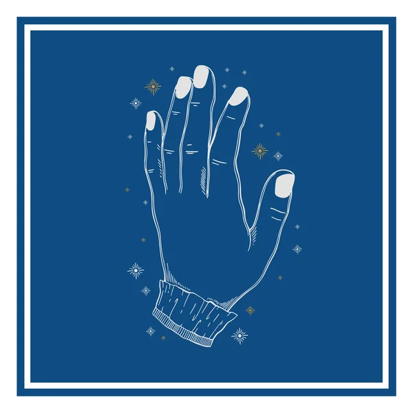 Mano magia inspiración fortuna chiromancy.Occult símbolo místico , — Vector de stock