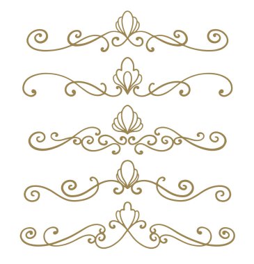 Bölücü altın süslemesini ayarla. Dekorasyon vintage element tasarımı.