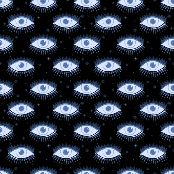 Seamless pattern eyes magic emblem.Mystic vintage style. — 스톡 벡터