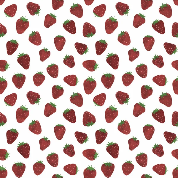 Nahtloses Muster Strawberry Nature Hand Gezeichnet Farbe Style Print Stoff — Stockfoto