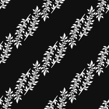 Kusursuz desenli doğa bitkisi. Botanik çiçekli arka plan. Ev dekorasyonu, kumaş, halı, ambalaj için tasarım. Vektör illüstrasyonu.