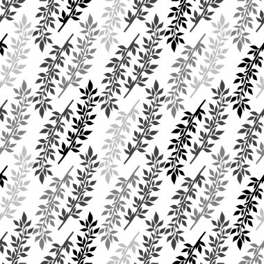 Kusursuz desenli doğa bitkisi. Botanik çiçekli arka plan. Ev dekorasyonu, kumaş, halı, ambalaj için tasarım. Vektör illüstrasyonu.