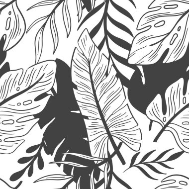 Kusursuz desenli doğa bitkisi. Botanik çiçekli arka plan. Ev dekorasyonu, kumaş, halı, ambalaj için tasarım..