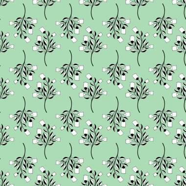 Kusursuz desenli doğa bitkisi. Botanik çiçekli arka plan. Ev dekorasyonu, kumaş, halı, ambalaj için tasarım. Vektör illüstrasyonu.