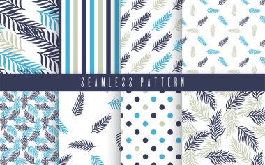 Kusursuz desenli palmiye bitkisi tropik seti. Doğa çiçekli basit bir süs. Vektör çizimi..