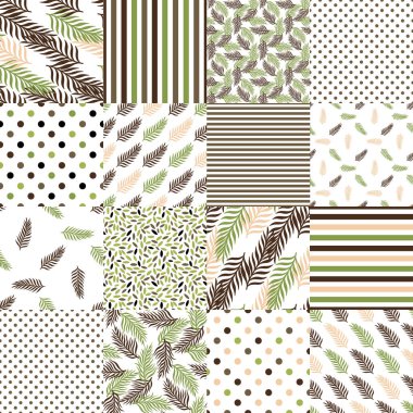 Kusursuz desenli yama doğa yeşil renk. Kumaş tekstil dekoratifini yazdır. Vektör illüstrasyonu.