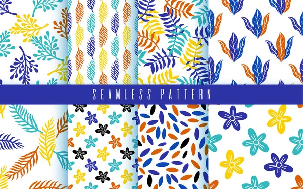 Kusursuz desen parlak renk seti. Doğa bitkileri basit bir süs. Vektör illüstrasyonu